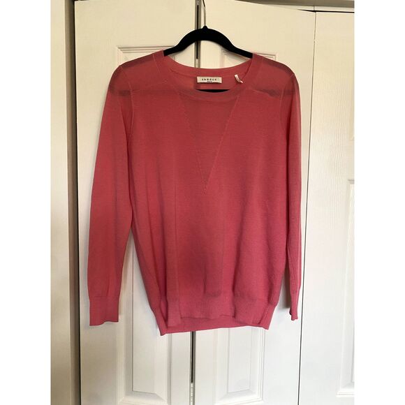 Sandro Paris Merino Wool Barbie-Core Pink Sweater, Size Large*, MSRP $340 - Picture 6 of 8